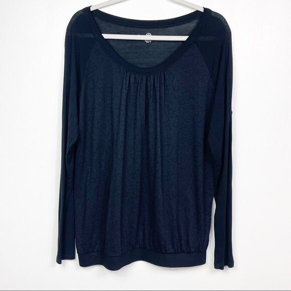 GAIAM Navy Blue Burnout Print Top, Small - Picture 1 of 8